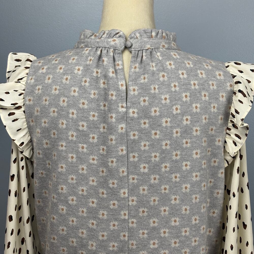 Thml Mixed Print Geometric Pattern Long Sleeve Ru… - image 4